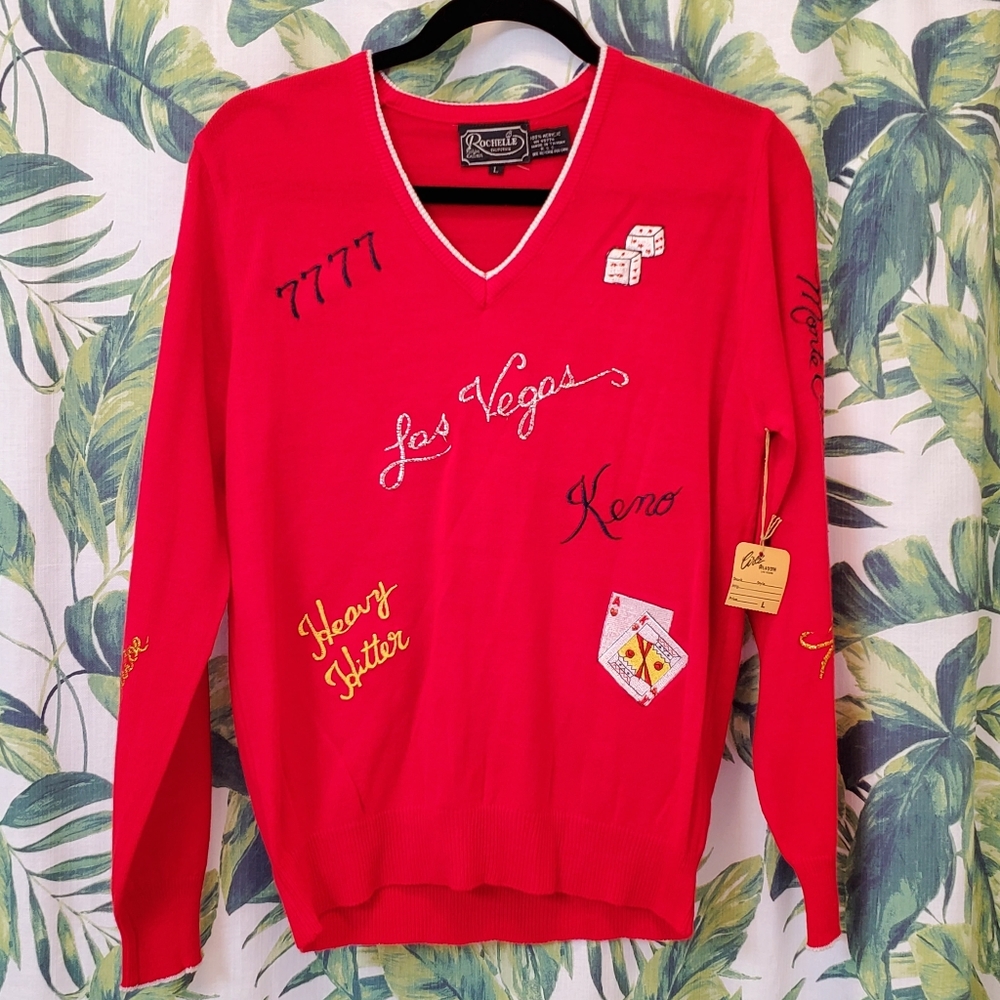 Embroidered Gamble Sweater Vegas Reno Heavy Hitter